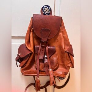 Elegant Brown Leather Backpack (small)